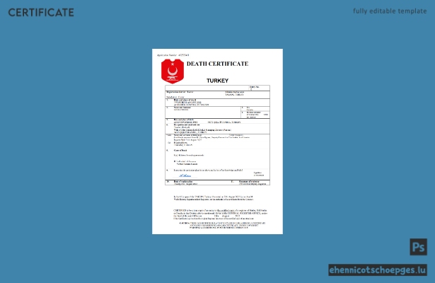 Türkische Personenstandsurkunde (Sterbeurkunde) – Beispielansicht als Word- und PDF-Datei